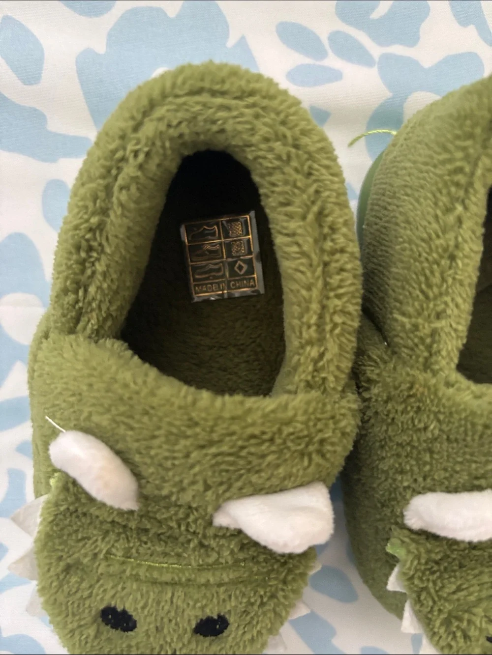 Green Plush Alligator toddlers Slippers